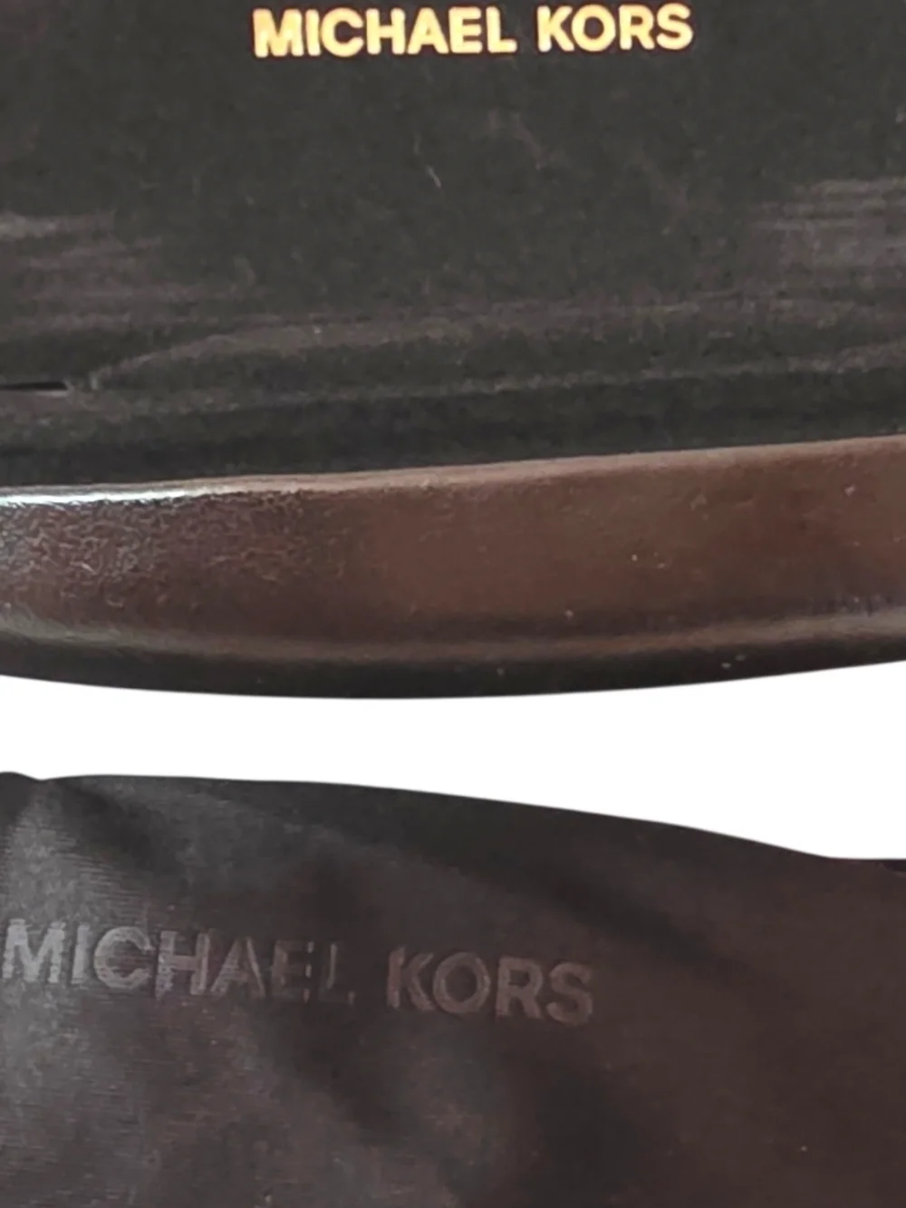 Michael Kors Eyeglass Case Dark Brown Hard Shell Sunglasses Case Logo Leather